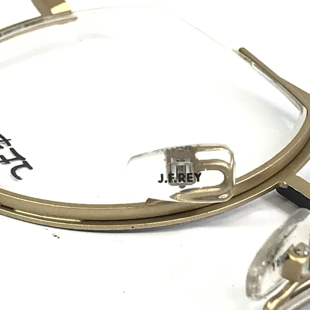 JF Rey Eyeglasses Frames JF2848 0055 Black Antic Gold Round Semi Rim 48-23-148